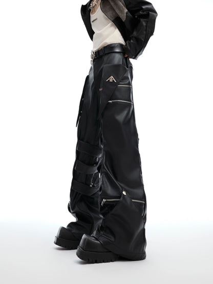 Heavyweight PU Leather Straight Leg Pants WN8682