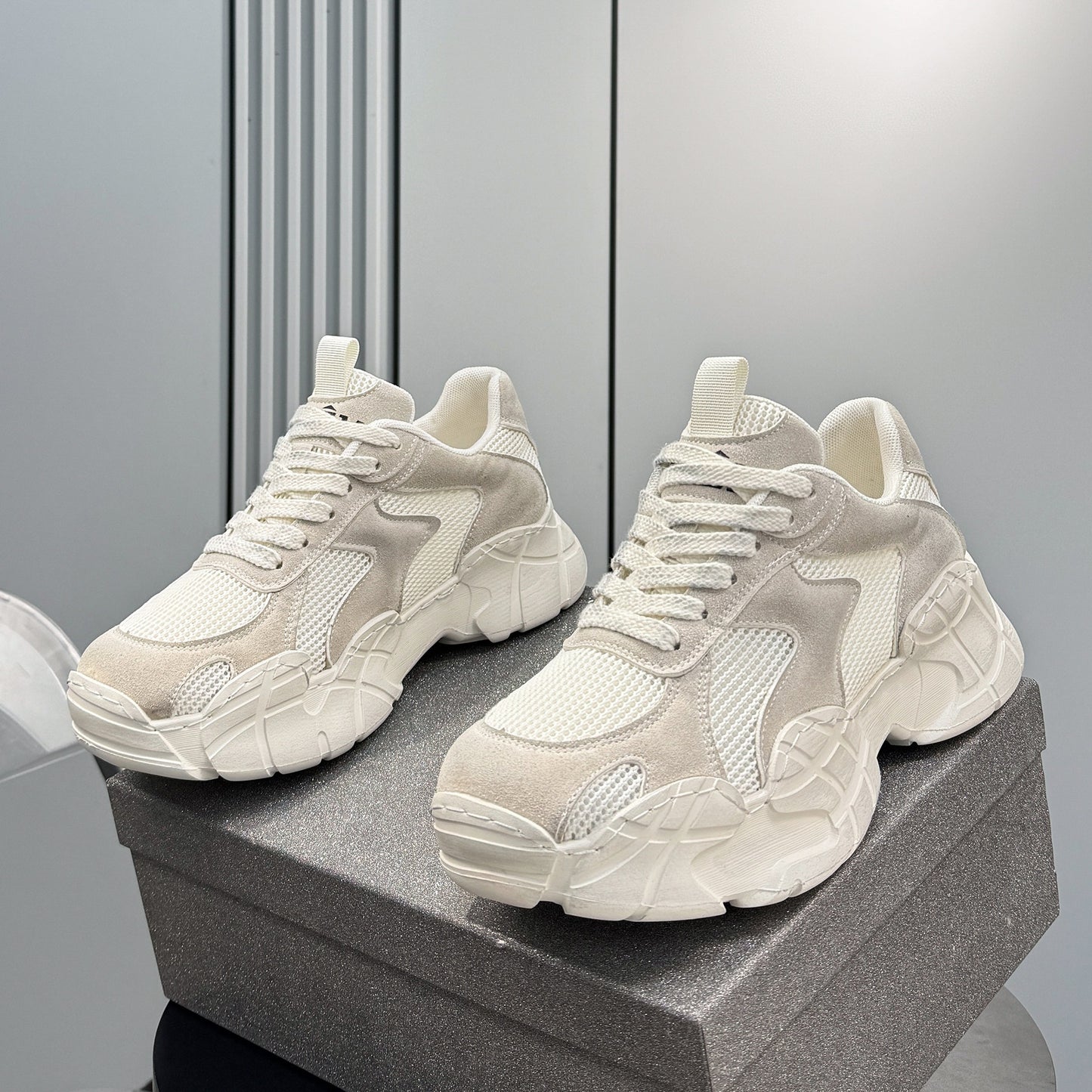 Platform Chunky Mesh Lace-Up Sneakers WN24829