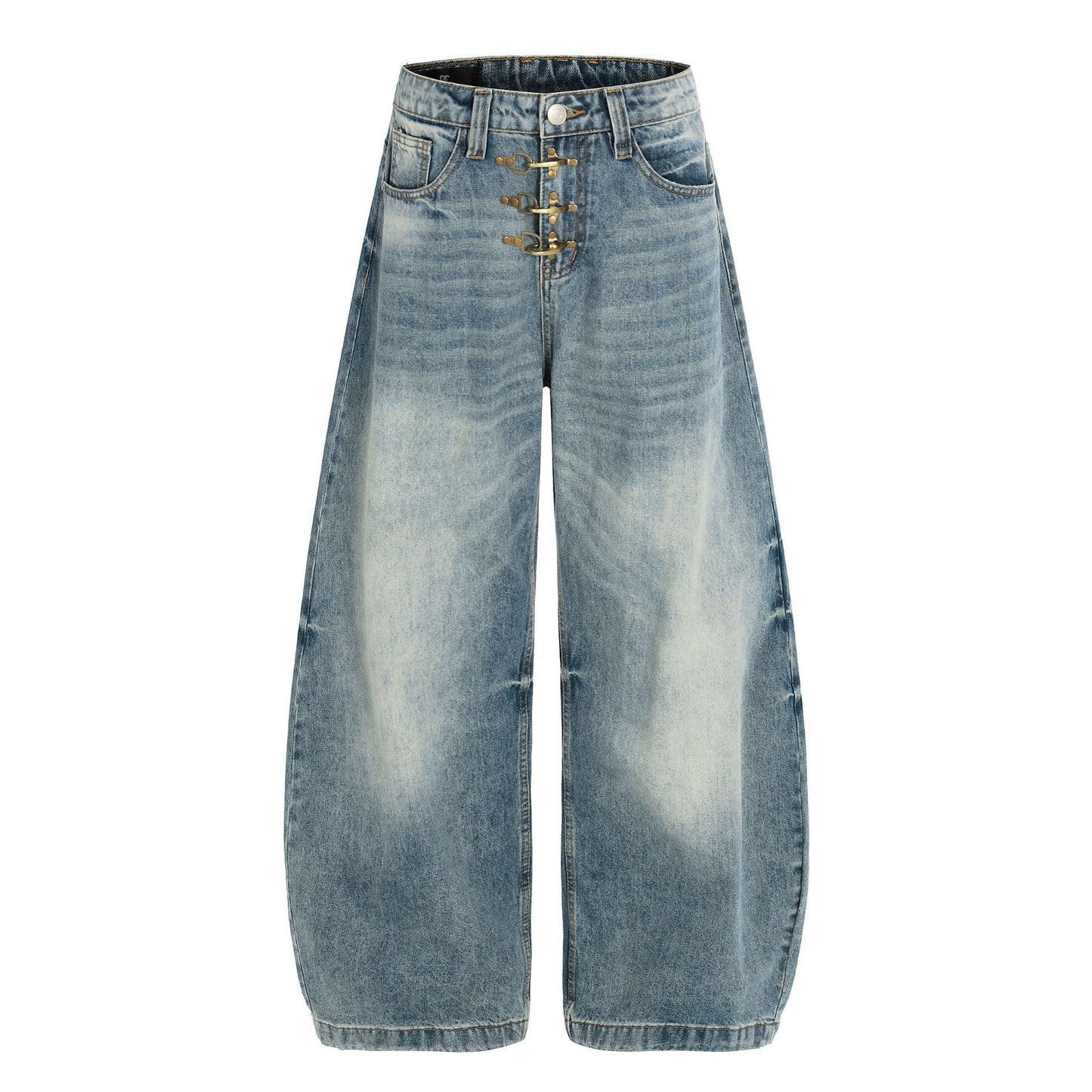 Washed Whisker Curved Denim Jeans WN25970