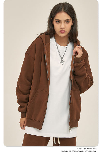 Oversize Heavyweight Zipper Hoodie & Heavyweight Sweatpants Setup WN6640-K