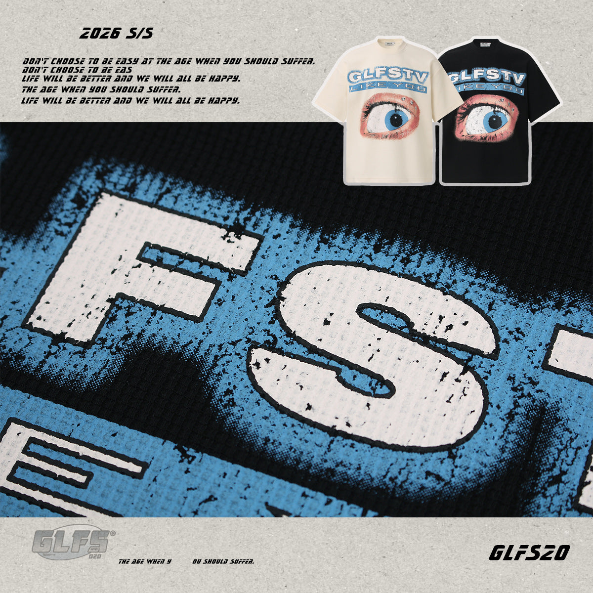 Heavyweight Waffle Eye Graphic Short Sleeve T-Shirt WN26493