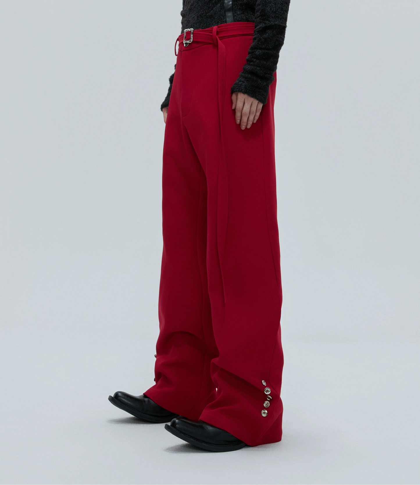 Design Flare Trousers with Fake Fur Ribbon WN21743