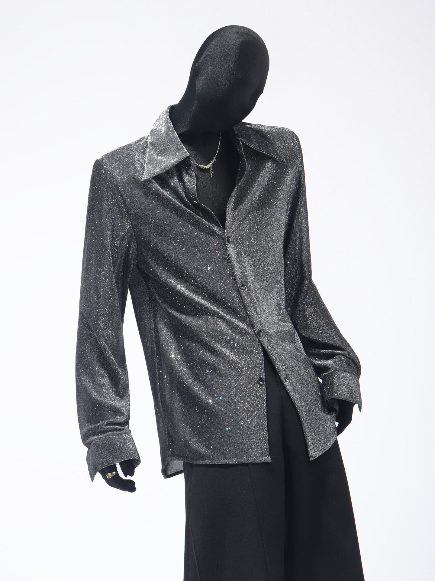 Glitter Texture Long Sleeve Shirt WN23698