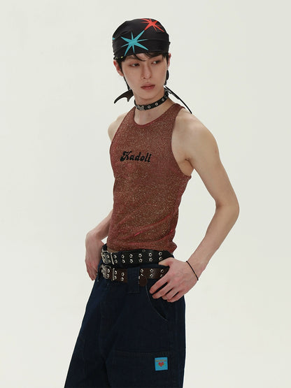 Graphic Letter Print Glossy Tank Top WN20223