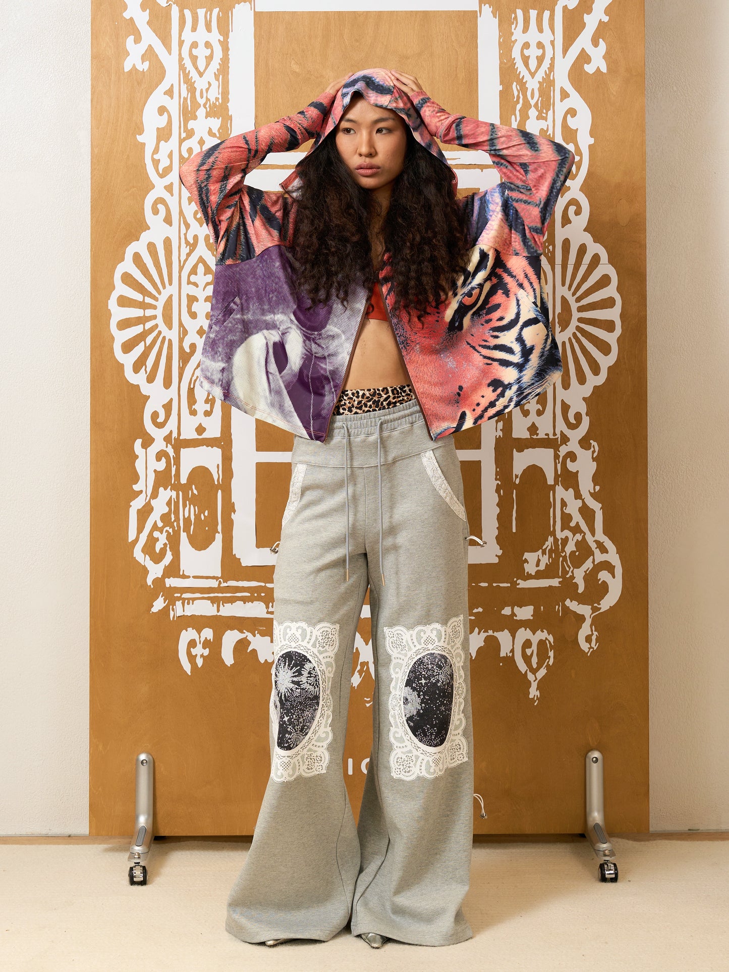 Tiger Stripe Print Sun Protection Zipper Hoodie WN18988