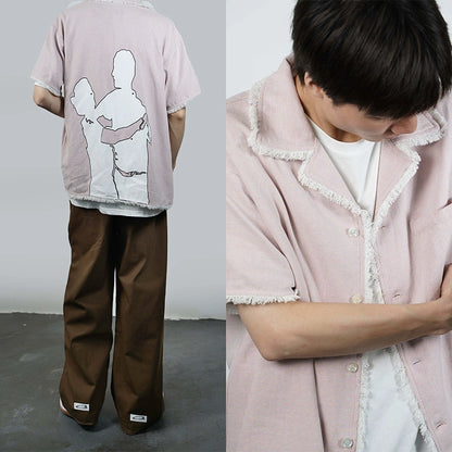 Graphic Print Fringe Design Short Sleeve Shirt WN19012