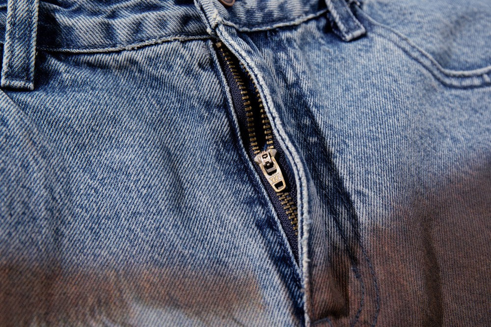 Embroidery Paint Wash Wide Leg Denim Jeans WN27958