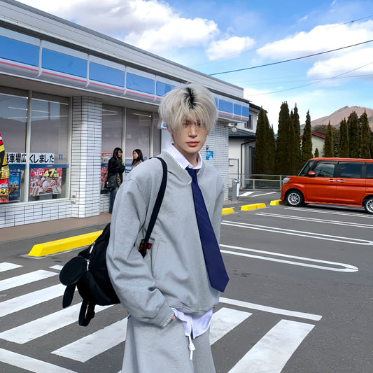 Embroidery Design Oversize V-Neck Long Sleeve T-Shirt WN19768