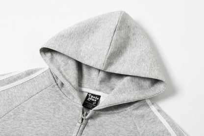 Stripe Cross Print Zipper Hoodie WN25496