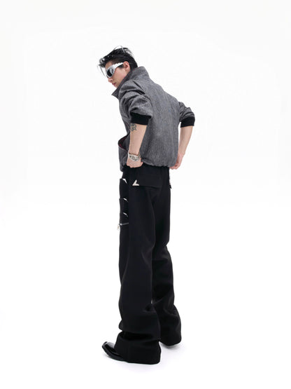 Asymmetrical Metal Zipper Flare Pants WN20682