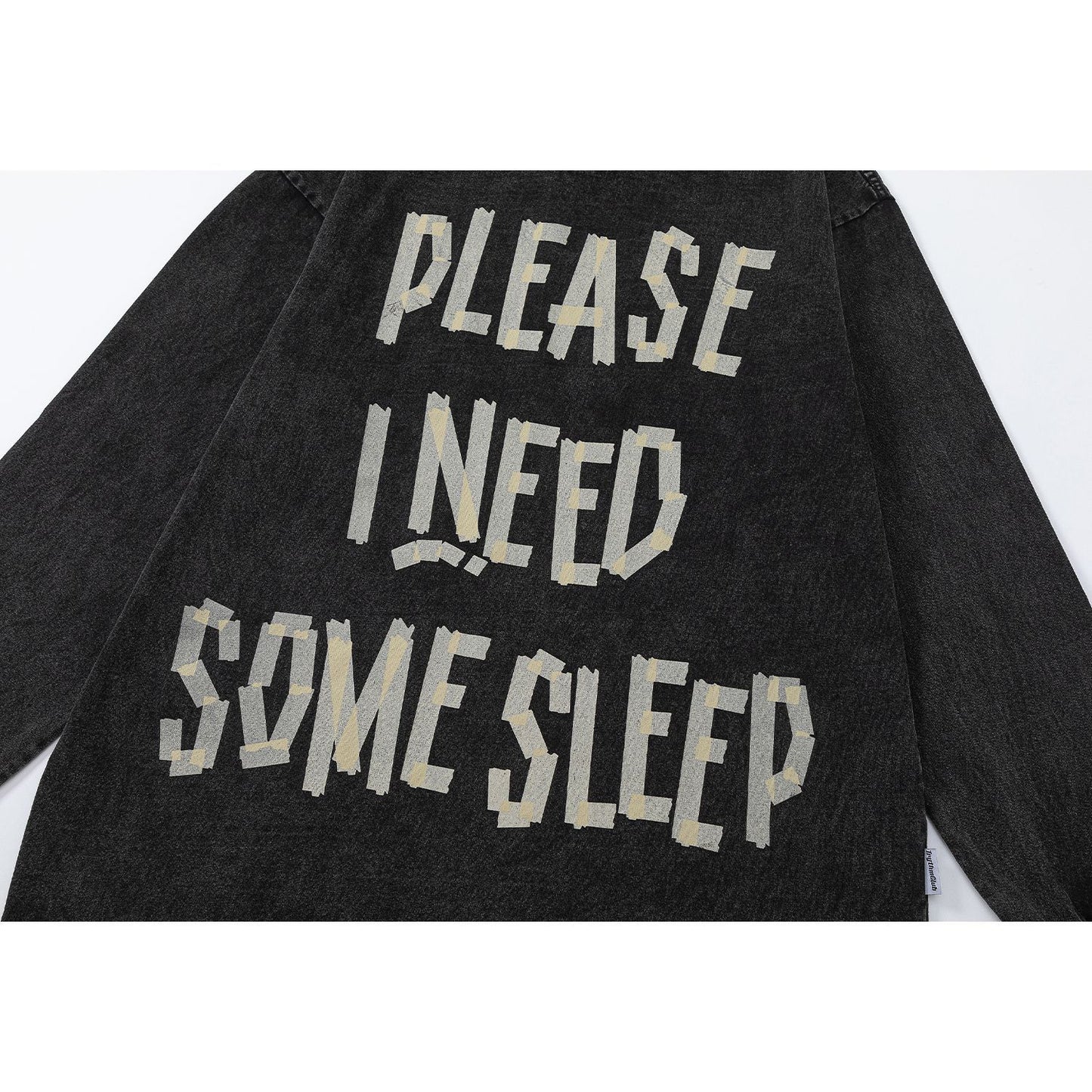 Washed Letter Print Oversize Long Sleeve T-Shirt WN25908