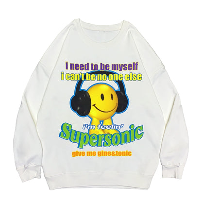 Illustration Letter Print  Long Sleeve T-Shirt WN22261