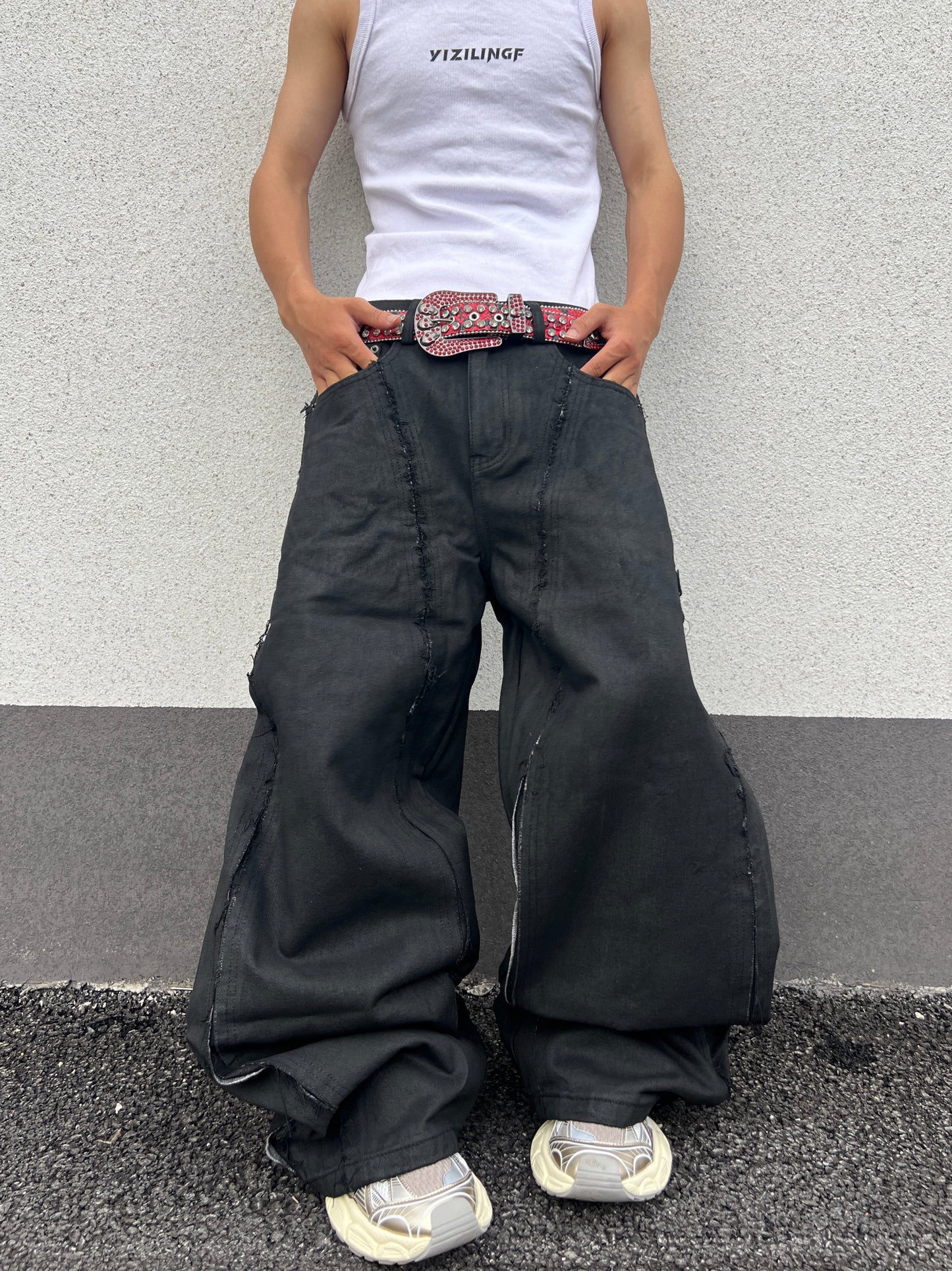Front Seam Detail Baggy Pants WN24053