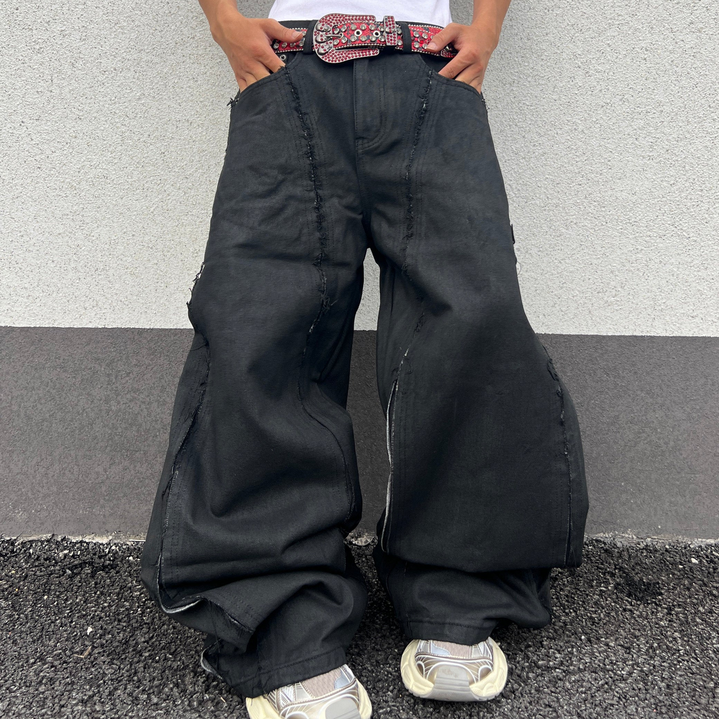 Front Seam Detail Baggy Pants WN24053