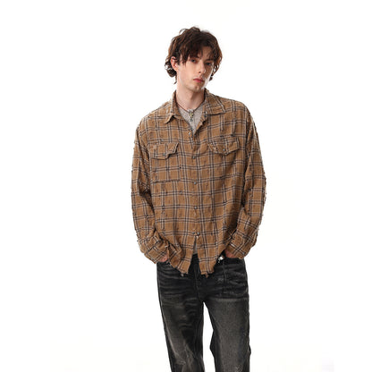Plaid Damage Wash Long Sleeve Shirt WN25716