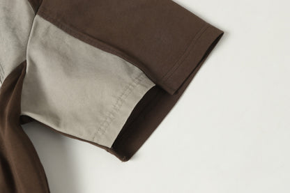 Washed Raw-Edge Splice Short Sleeve T-Shirt WN25743