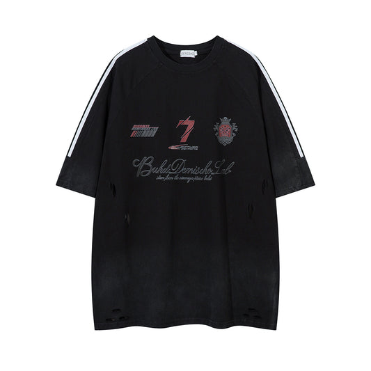 Gradient Wash Damage Short Sleeve T-Shirt WN16143