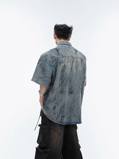 Oversize Paint Denim Shirt Jacket WN6483