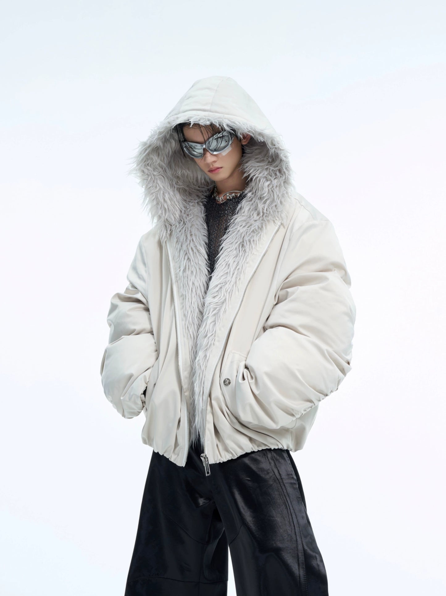 Fake Fur Collar Hooded Jacket WN10552