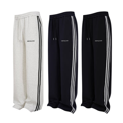 Stripe Zipper Hoodie & Wide Leg Drawstring Sweatpants Setup WN27993