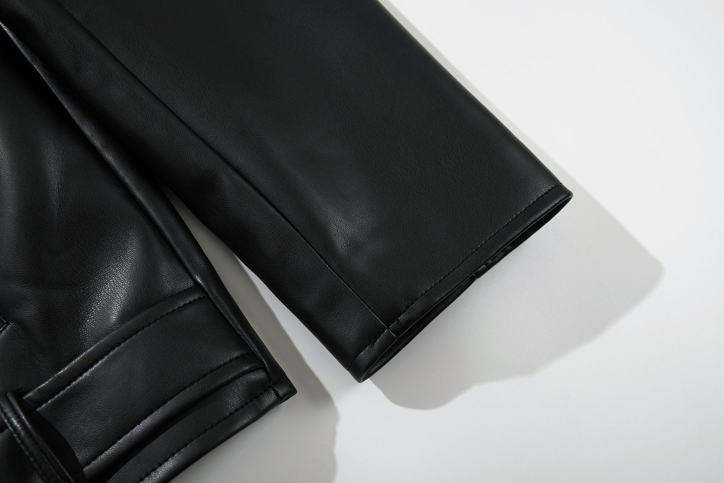 Zip-Up Belted Metal Buckle PU Leather Jacket WN23082