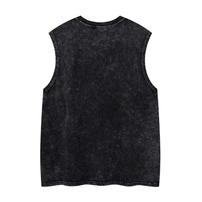 Washed Damage Eye Graphic Sleeveless T-Shirt WN26814