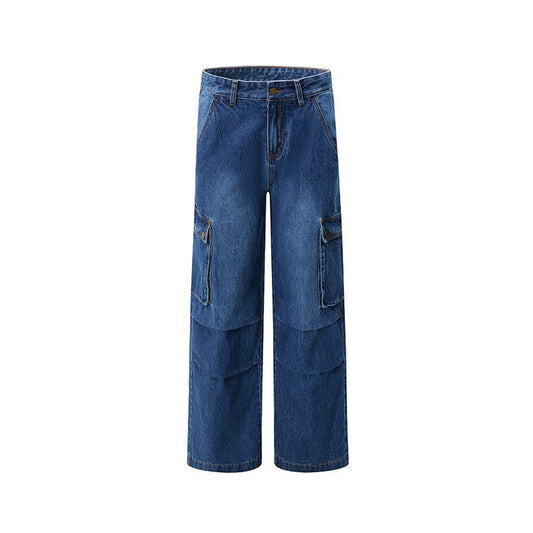 Washed Cargo Denim Jeans WN12813