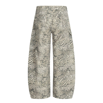 Leopard Multi-Pocket Wide Leg Cargo Pants WN26113