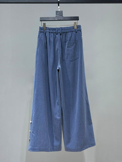 Draped Wide Leg Straight Trousers WN23872