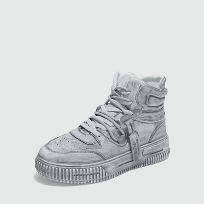 Leather Waterproof Korean Style High-Top Sneakers WN23395