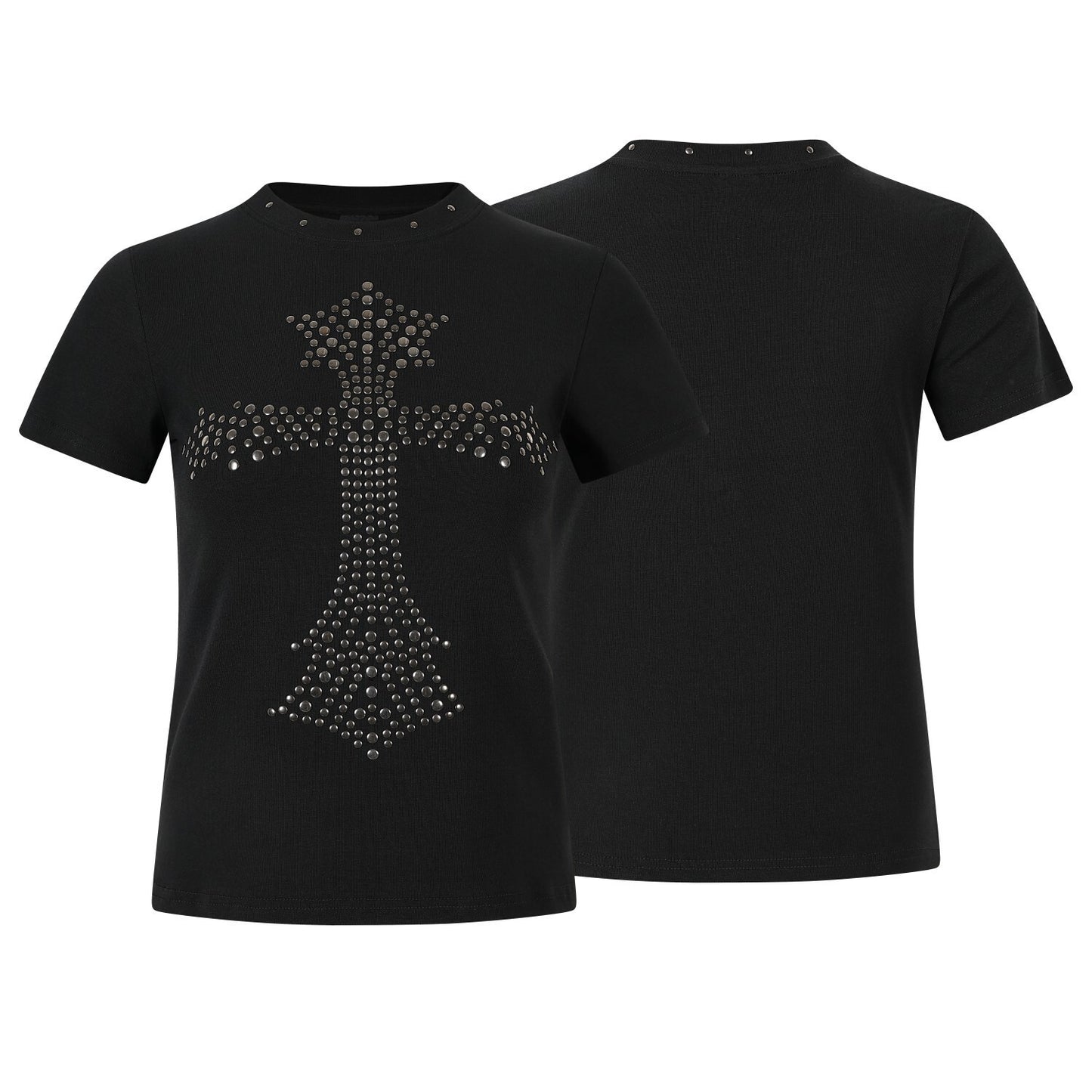 Cross Studs Detail Short Sleeve T-Shirt WN25422
