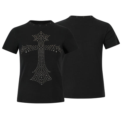 Cross Studs Detail Short Sleeve T-Shirt WN25422