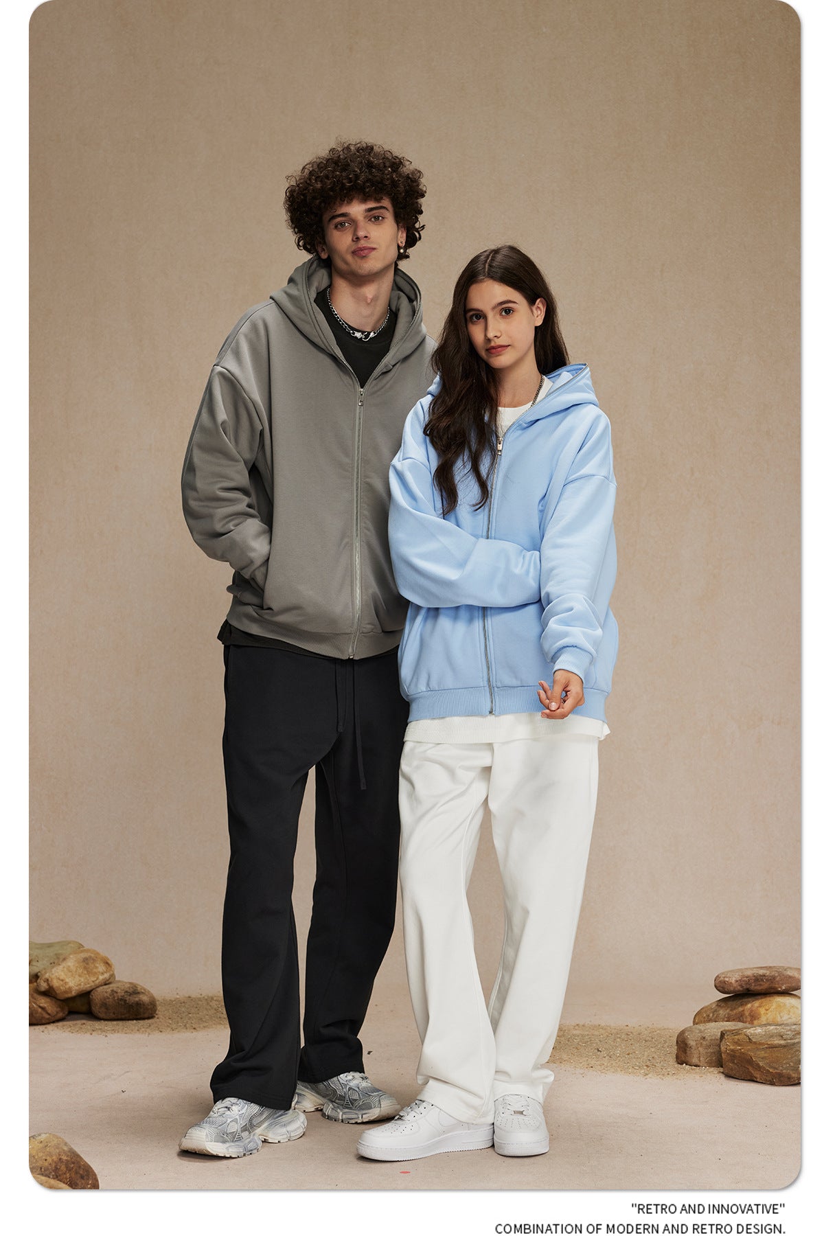 Oversize Plain Zipper Hoodie WN9971