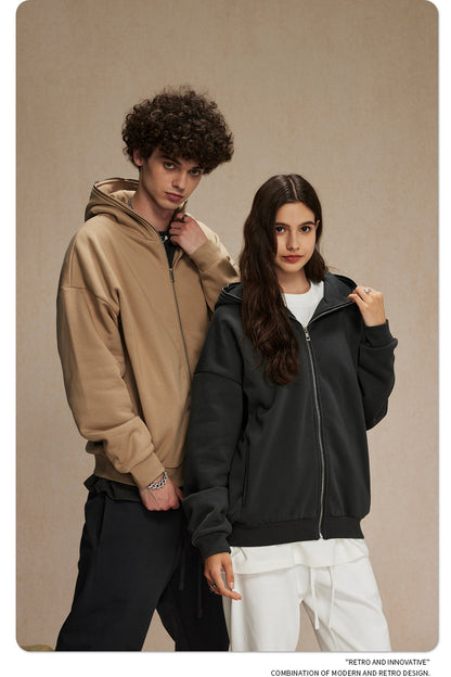 Oversize Plain Zipper Hoodie WN9971