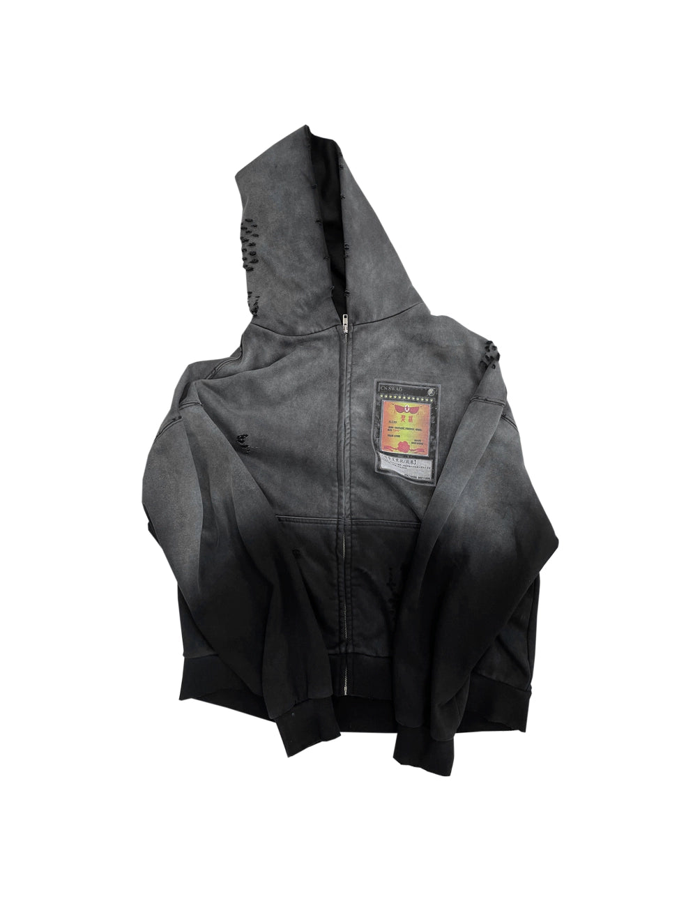 Washed Embroidery Overse Zipper Hoodie WN19070