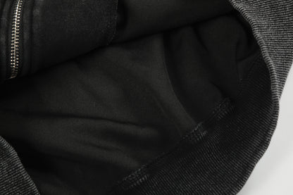 Washed Patch Logo Print Zipper Hoodie WN25763