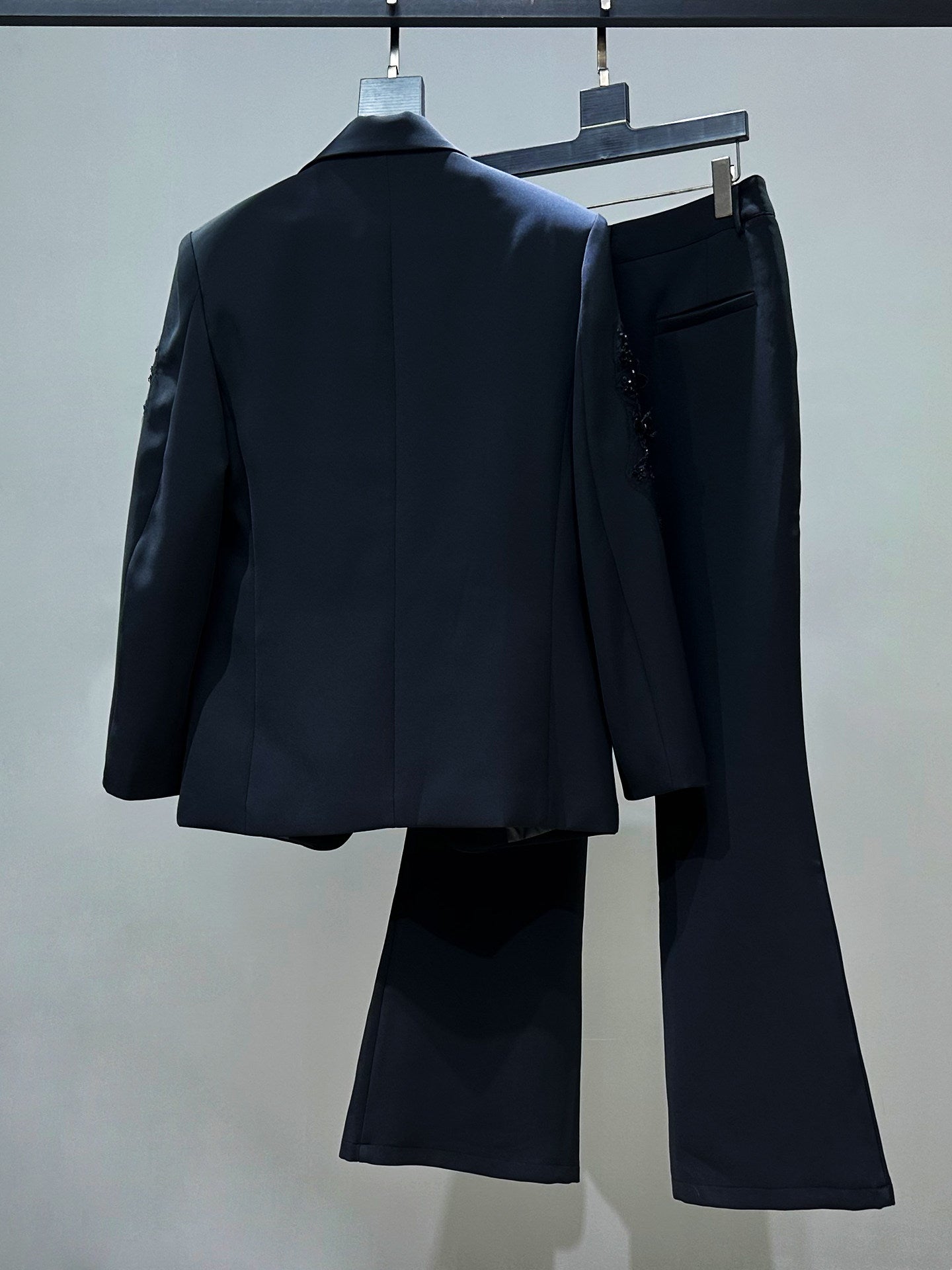 Sequin Embroidery Tailored Jacket & Flare Trousers Setup WN23863