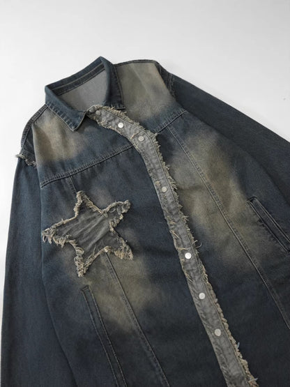 Washed Star Embroidery Denim Jacket WN28078