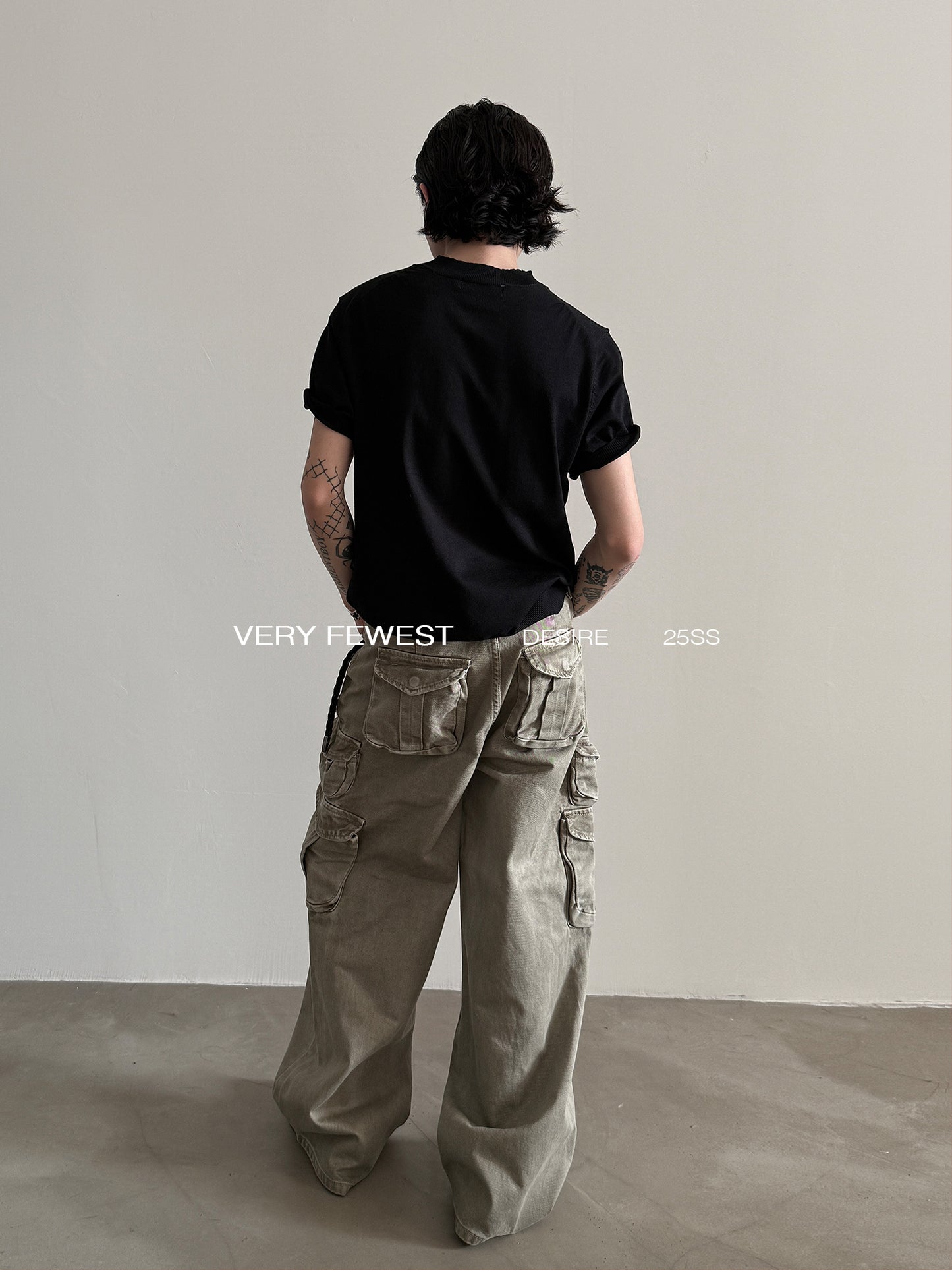 Washed Wide-Leg Straight Cargo Pants WN15287