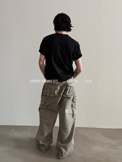 Washed Wide-Leg Straight Cargo Pants WN15287