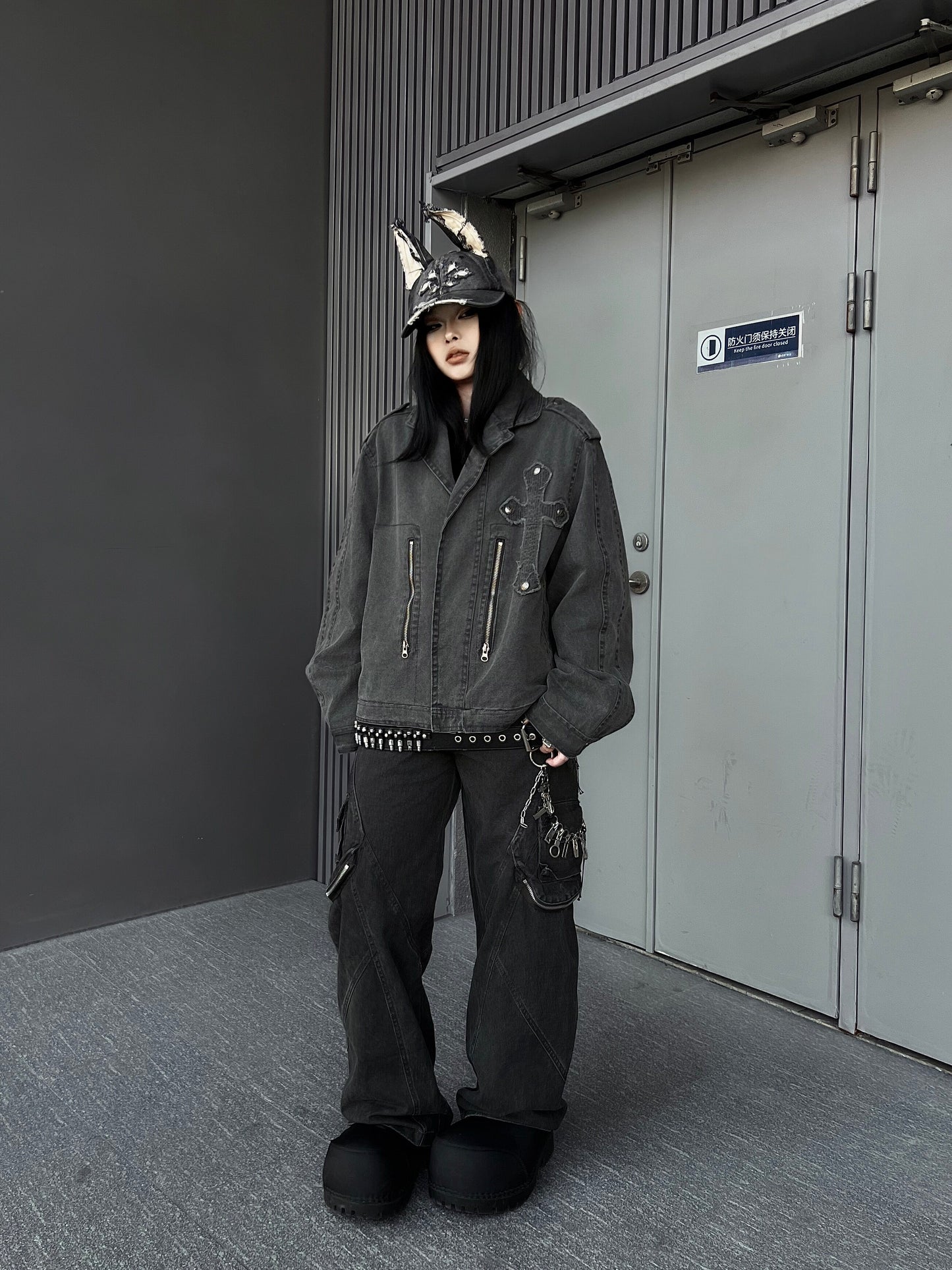 Cross Quilted Washed Heavyweight Short Jacket WN24155