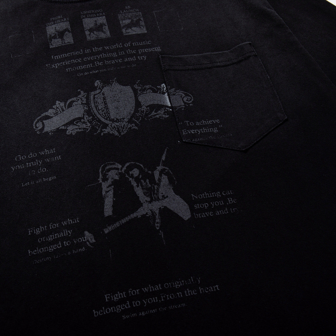 Graphic Print Pocket Design Short Sleeve T-Shirt WN25383
