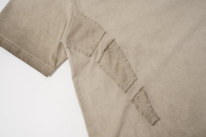 Utility Patchwork Washed Damage Short Sleeve T-Shirt WN25676