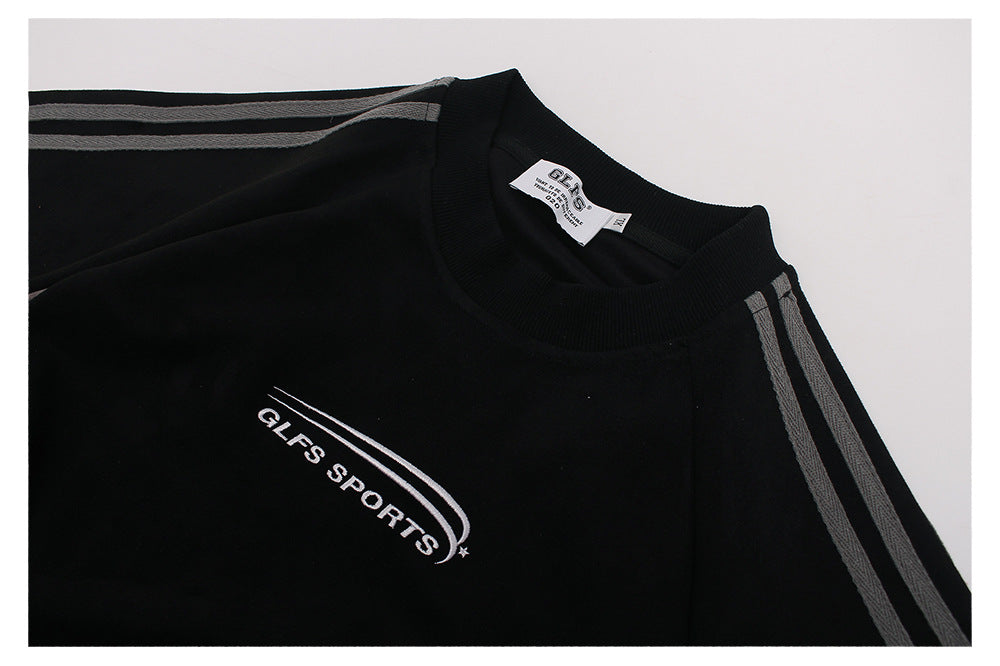 Suede Raglan Embroidery Short Sleeve T-Shir WN26430
