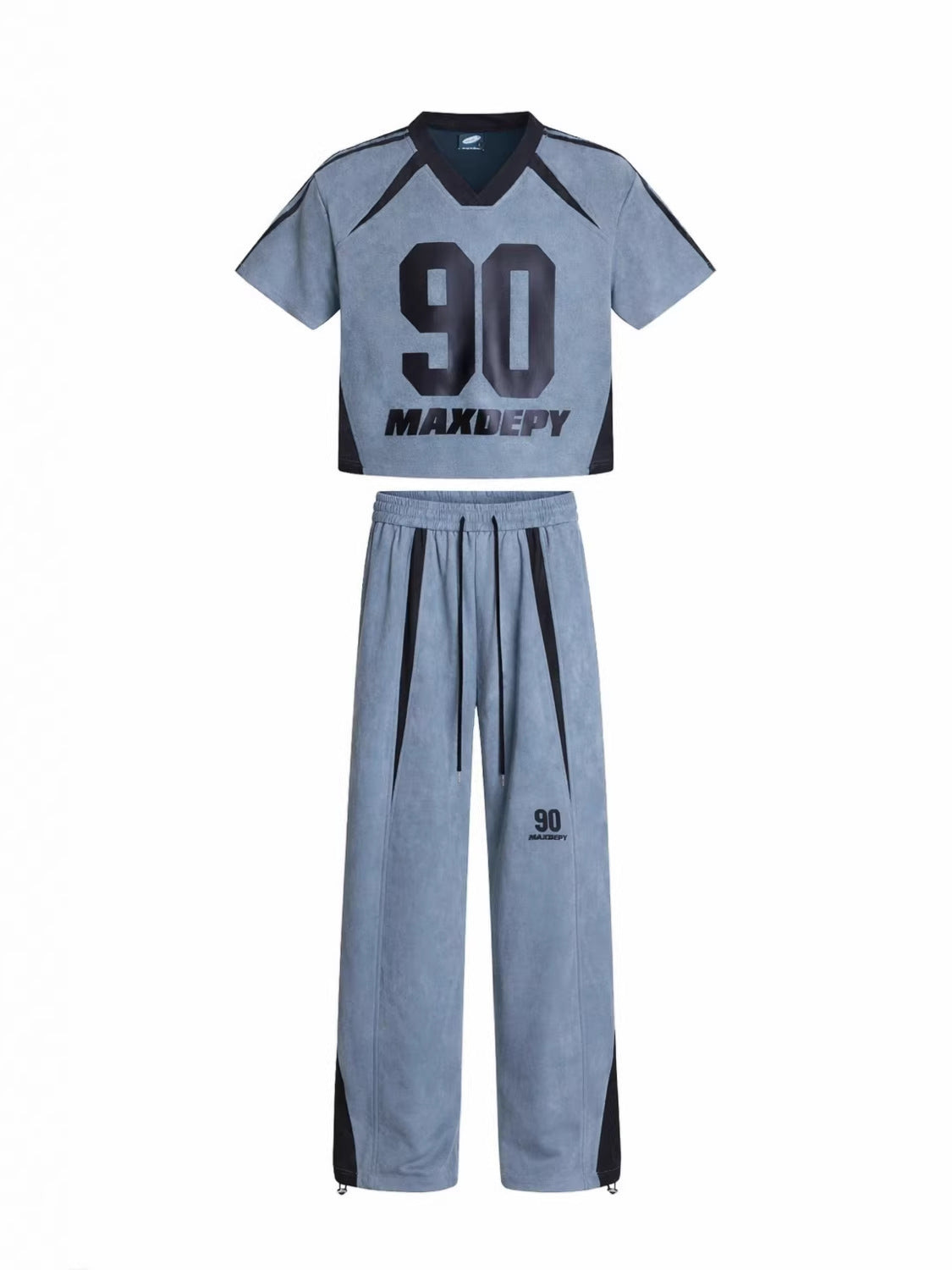 Number Graphic Short Sleeve T-Shirt & Stripe Wide Leg Pants Setup WN28062