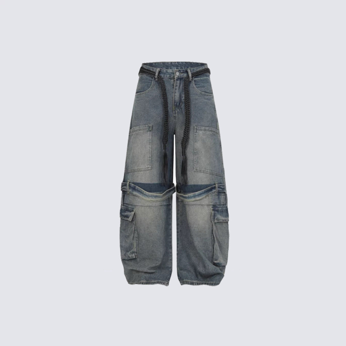 Cargo Pocket Wide Leg Denim Jeans WN27961