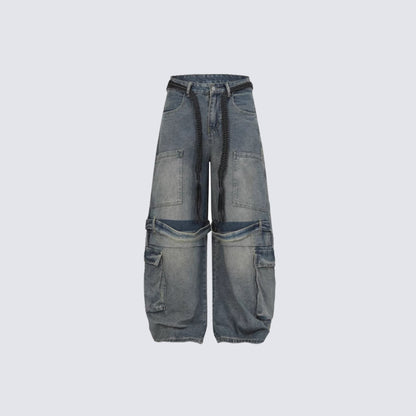 Cargo Pocket Wide Leg Denim Jeans WN27961