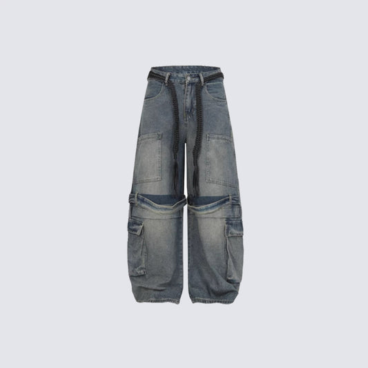 Cargo Pocket Wide Leg Denim Jeans WN27961
