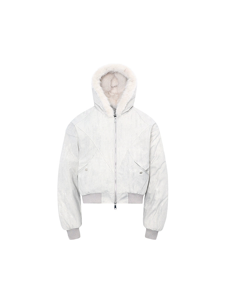 Hooded Zipper Plush Fake Fur Padded Jacket WN22214