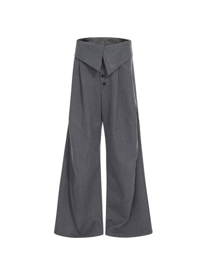 Foldable Waist Pinstripe Flare Trousers WN20938